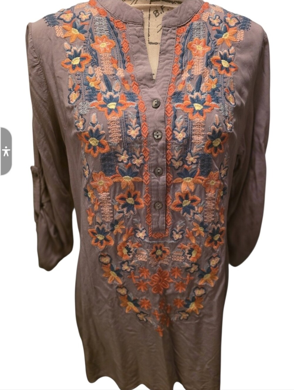 Luna Moon Embroidered Tunic Or Mini Dress Womens Medium Euc